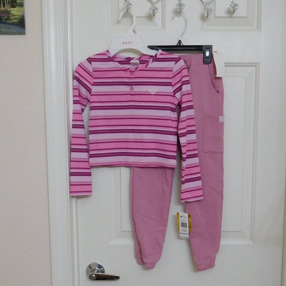NWT 2pc Roxy Long Sleeve Striped Top & Joggers Set sz 6 - Picture 1 of 1
